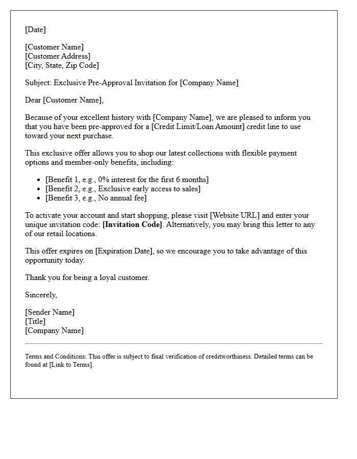Retail Customer Pre-Approval Invitation Letter