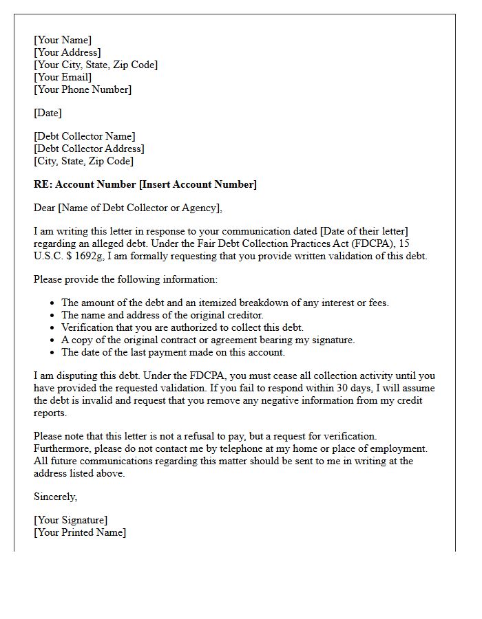 Initial Debt Validation Notice Letter