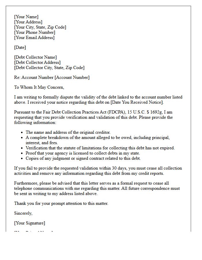 Standard Consumer Debt Validation Letter