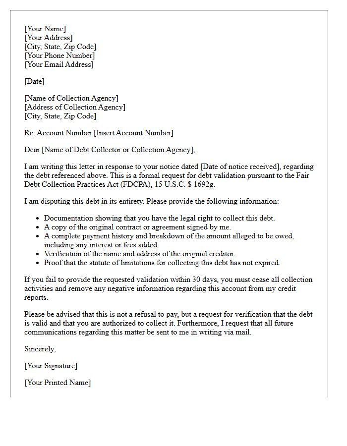 Third-Party Collection Agency Validation Letter