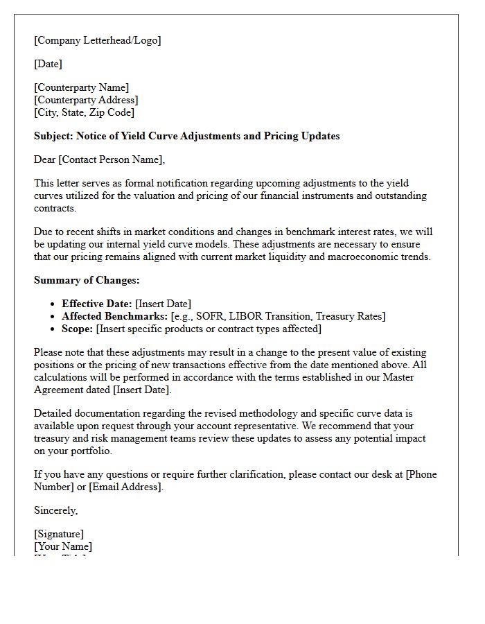 Counterparty Letter Announcing Yield Curve Adjustments
