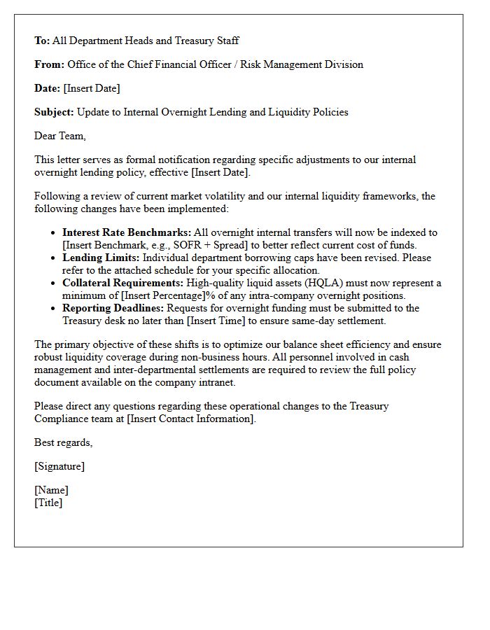 Internal Letter Regarding Overnight Lending Policy Shifts