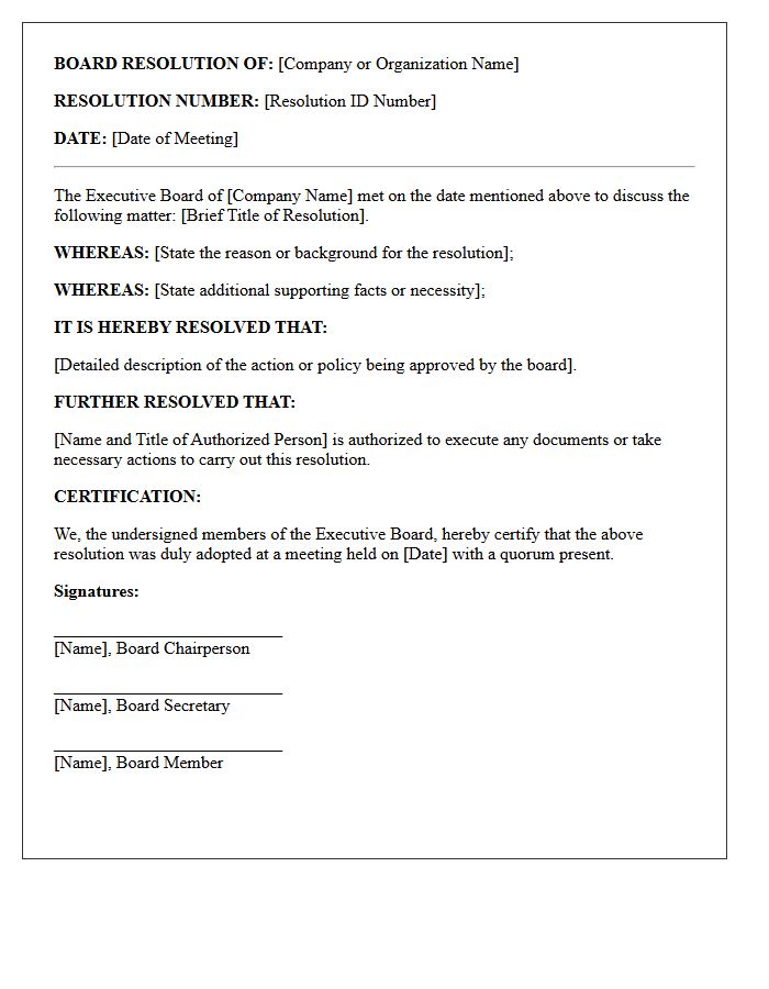 Executive Board Resolution Letter