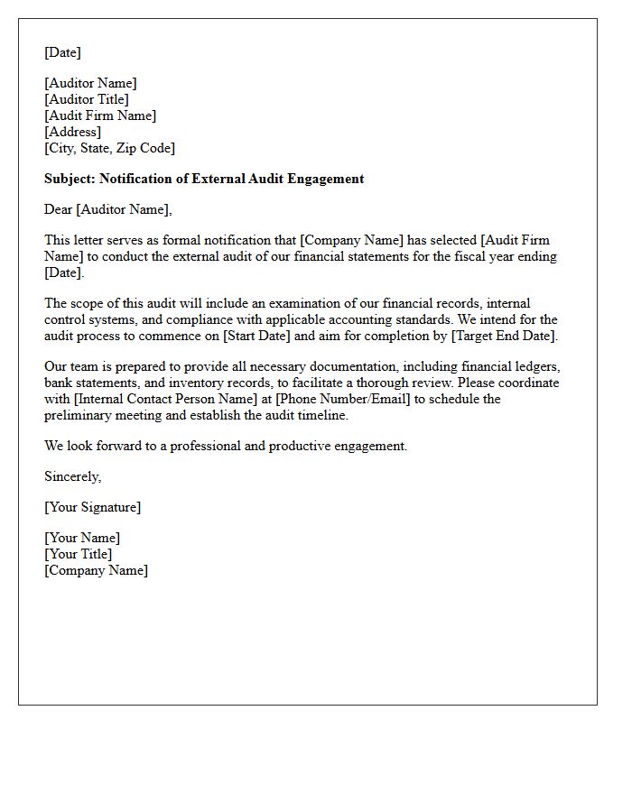 External Auditor Notification Letter