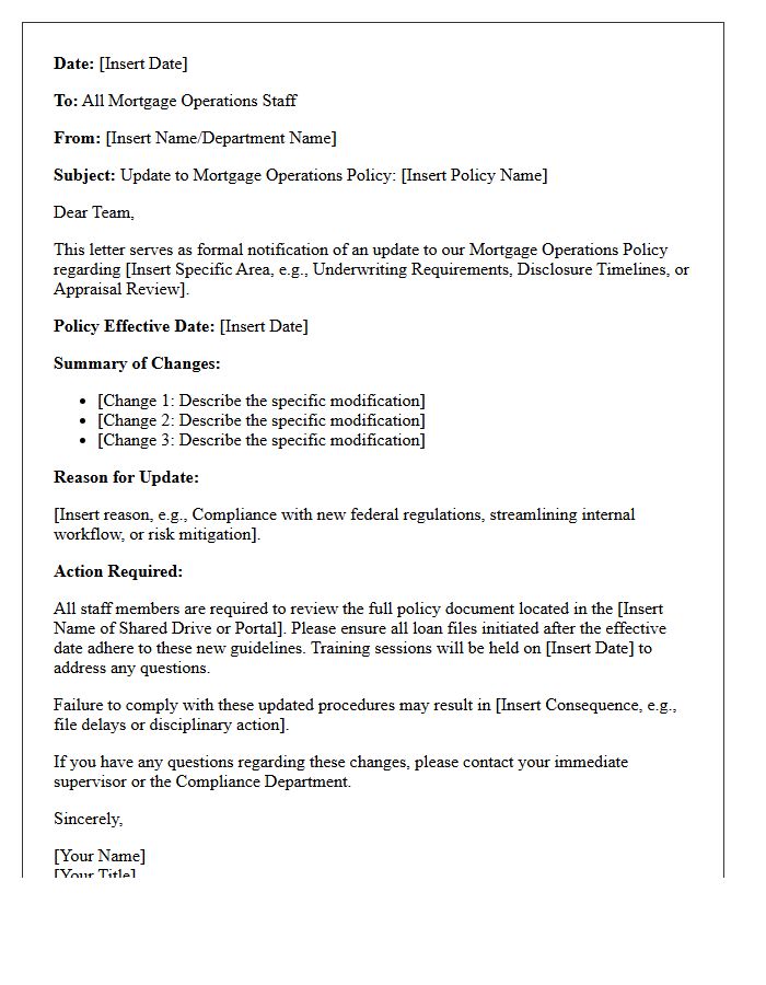 Mortgage Operations Policy Letter