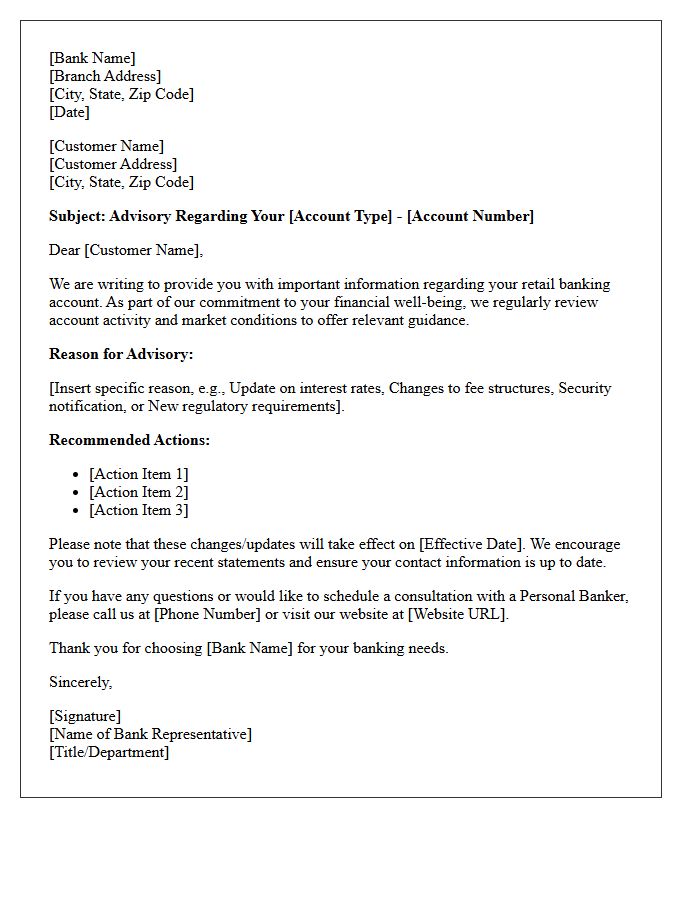 Retail Banking Advisory Letter