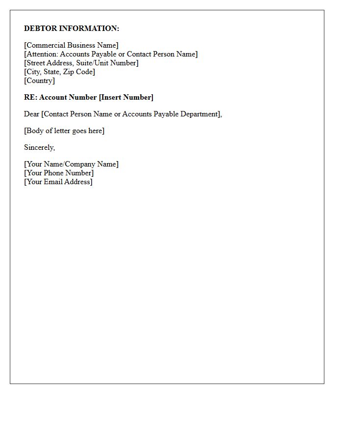 Debtor Commercial Business Name and Address