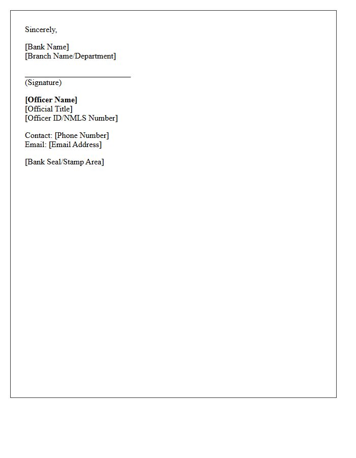 Authorized Banking Officer Signature Block