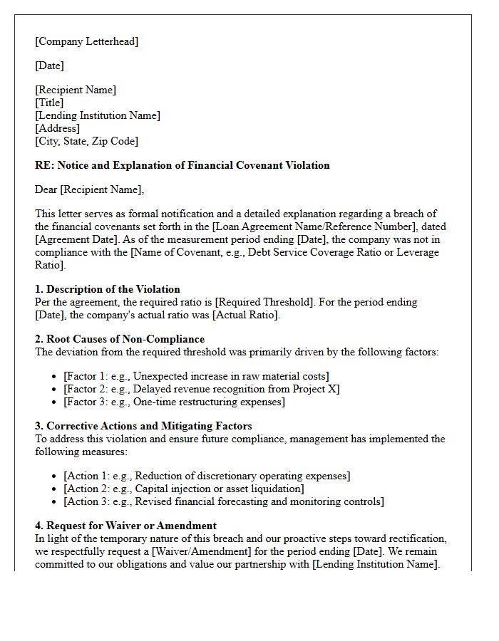 Detailed Explanation of the Financial Covenant Violation