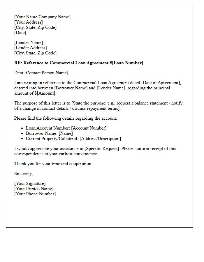 Reference to the Specific Commercial Loan Agreement