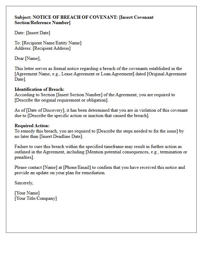 Subject Line Identifying the Covenant Breach