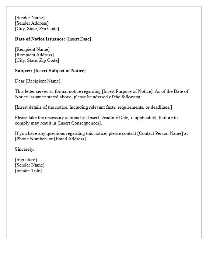 Date of Notice Issuance