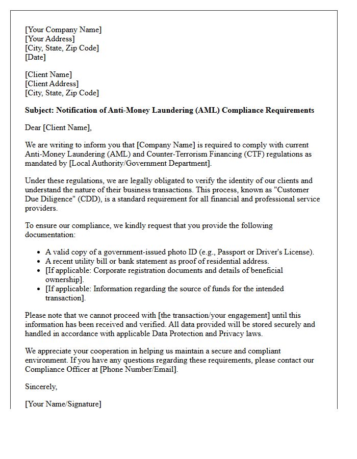 Reference to Anti-Money Laundering Regulations