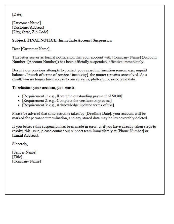 Final Notice Account Suspension Letter