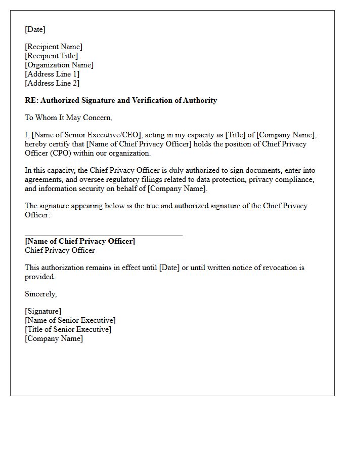 Authorized Signature Of Chief Privacy Officer