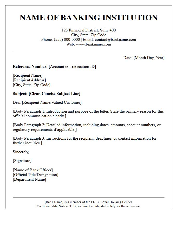 Official Banking Institution Letterhead