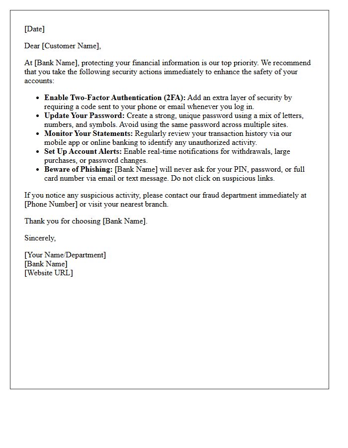 Recommended Security Actions For Bank Customers