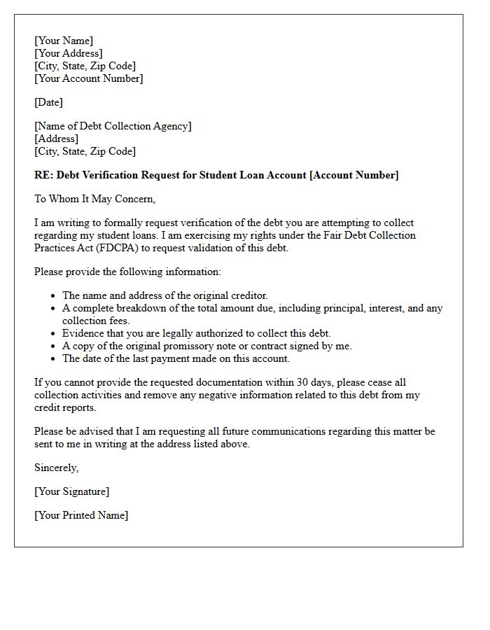 Delinquent Student Loan Debt Verification Letter