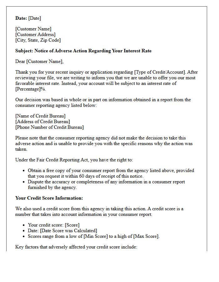 Interest Rate Increase Adverse Action Letter