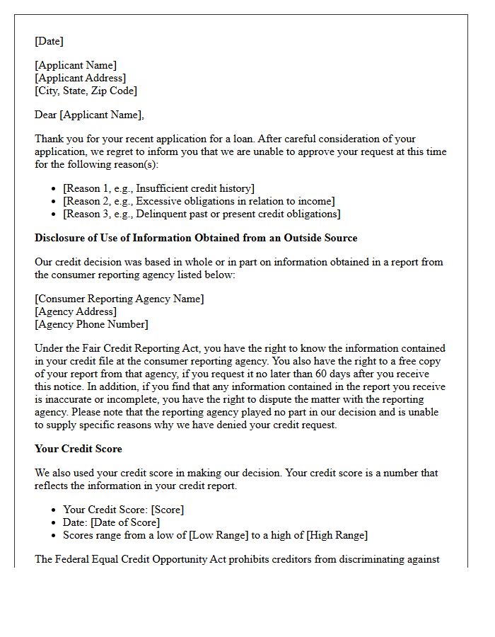 Loan Denial Adverse Action Letter