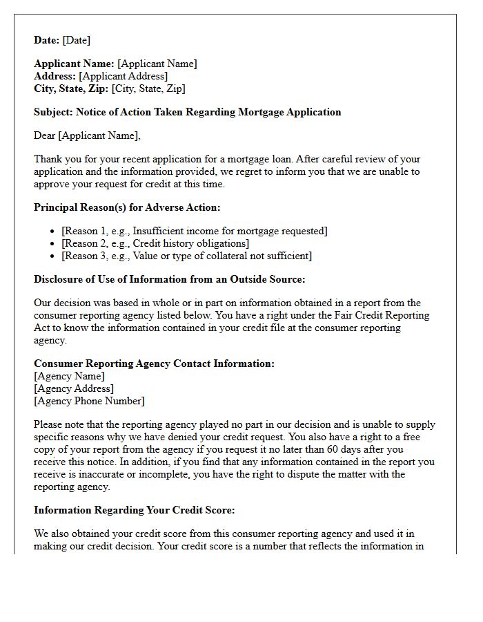 Mortgage Decline Legal Disclosure Letter