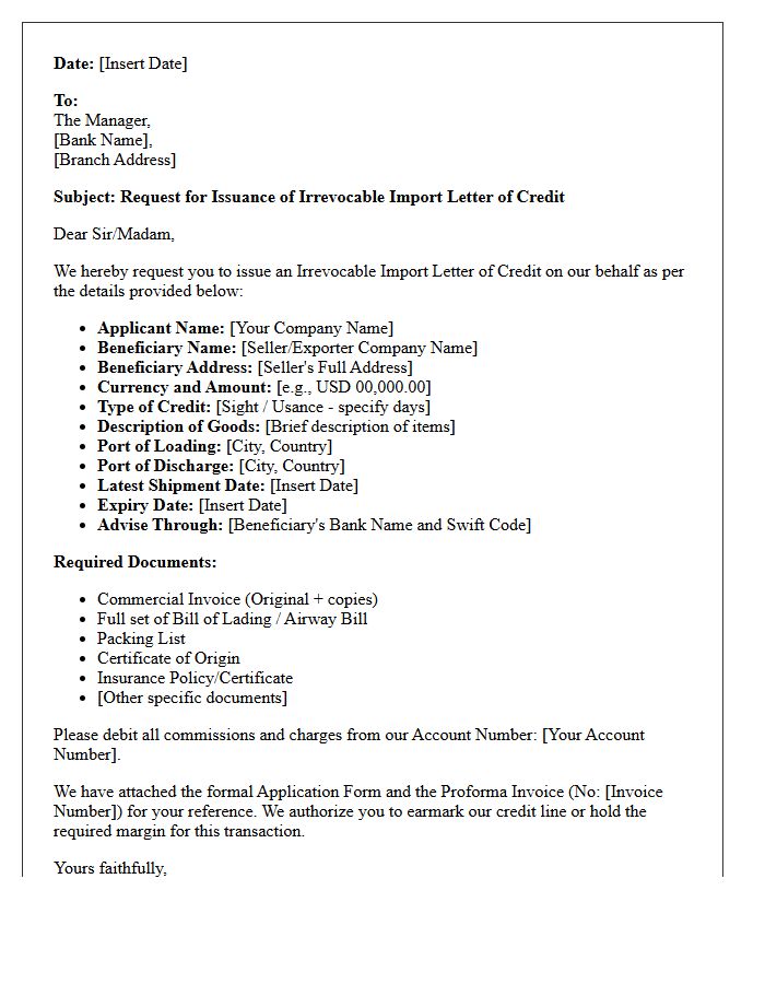 Corporate Request Letter for Import Letter of Credit