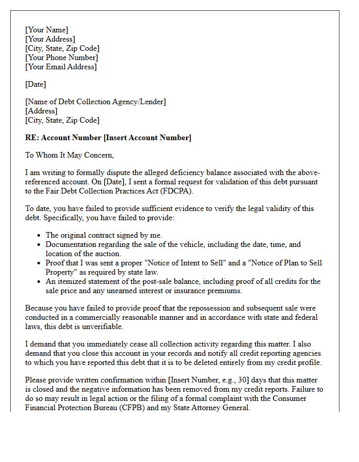 Unverifiable Auto Deficiency Debt Closure Letter