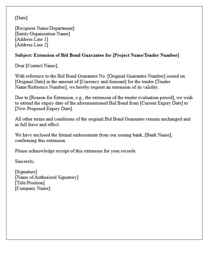 Bid Bond Guarantee Extension Letter