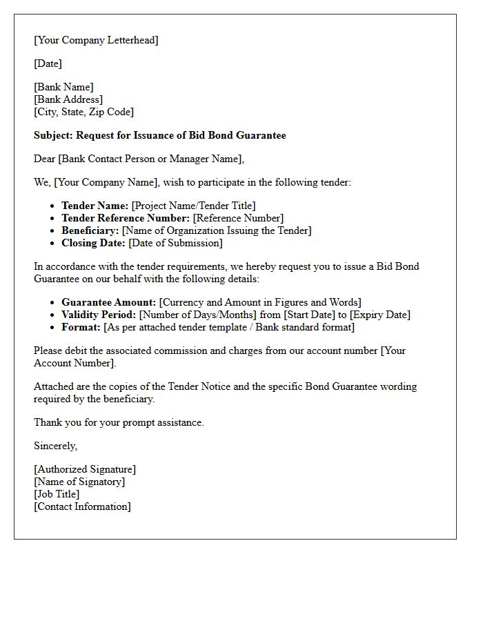 Bid Bond Guarantee Request Letter