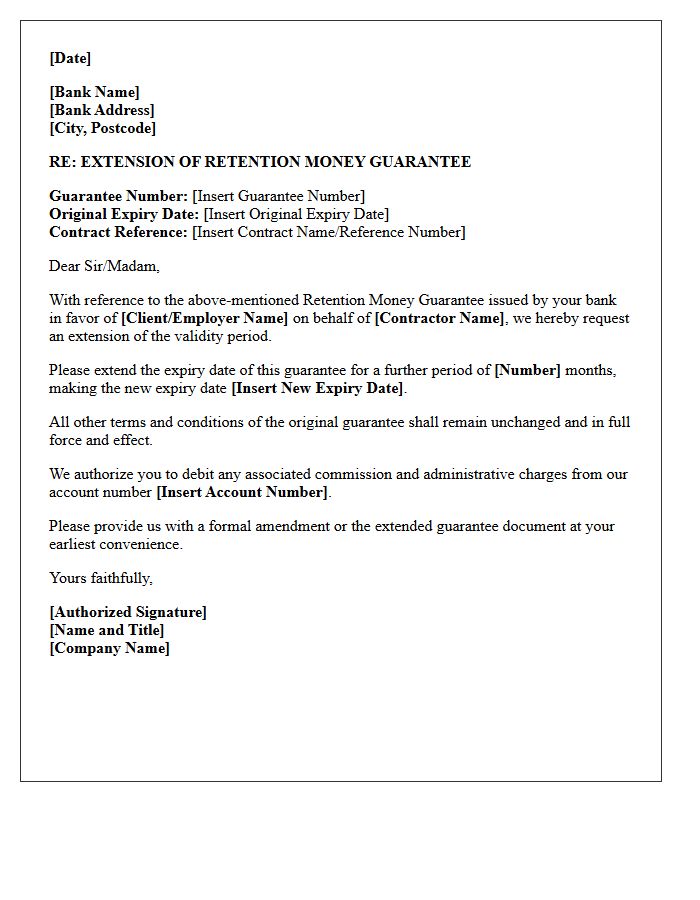 Extension Letter for Retention Money Guarantee