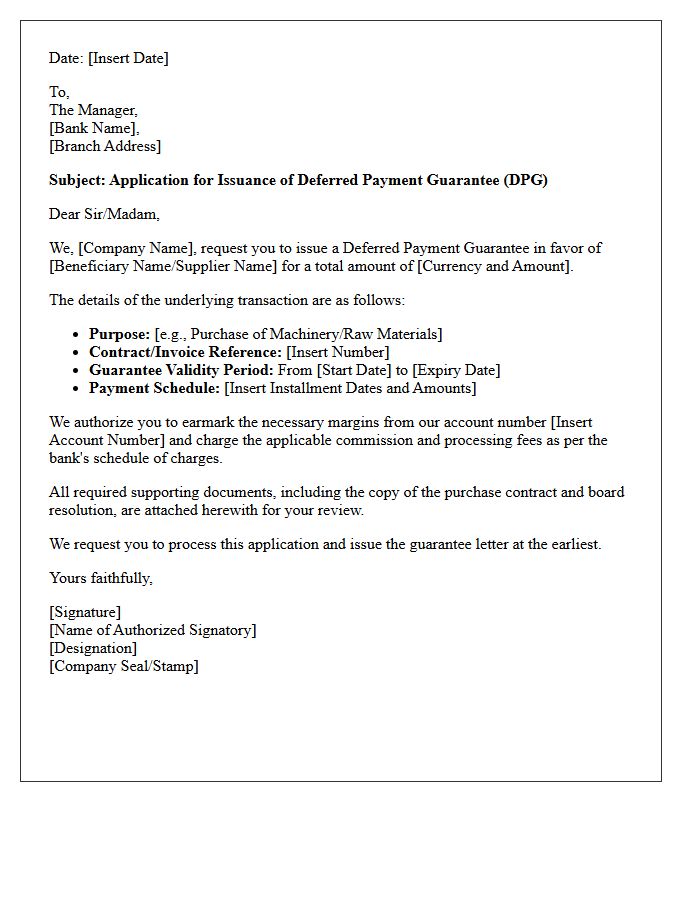 Application for Deferred Payment Guarantee Letter