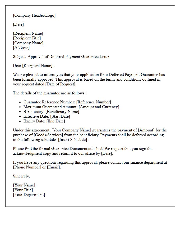 Approval of Deferred Payment Guarantee Letter