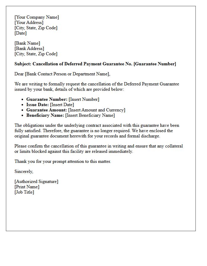 Cancellation of Deferred Payment Guarantee Letter