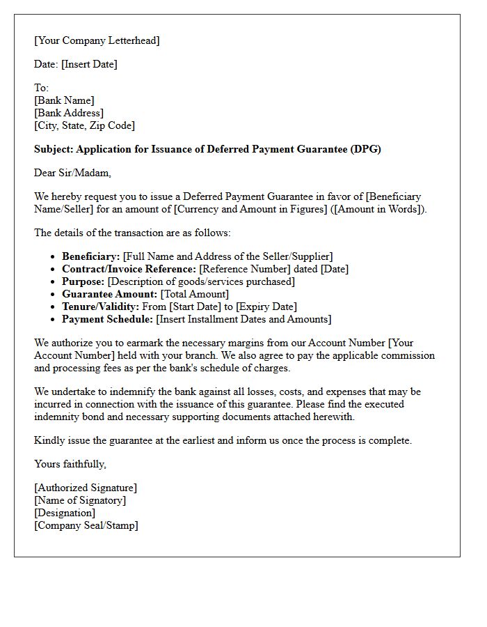 Issuance of Deferred Payment Guarantee Letter