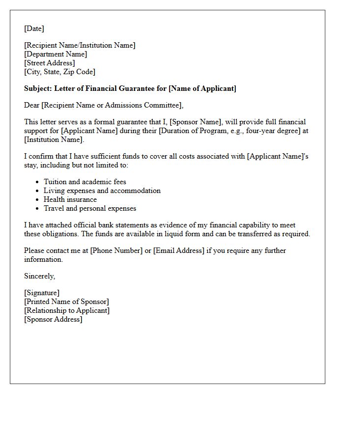 Financial Guarantee Letter
