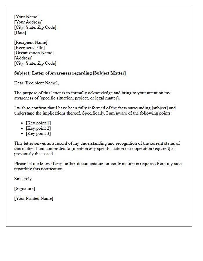 Letter of Awareness