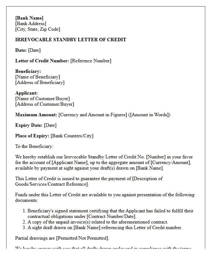 Commercial Standby Guarantee Letter