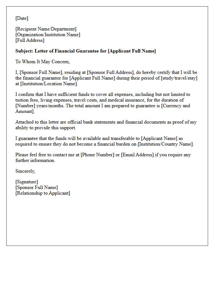 Financial Guarantee Letter