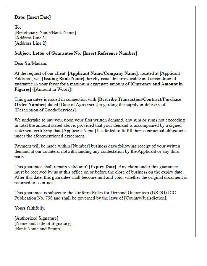Trade Finance Guarantee Letter