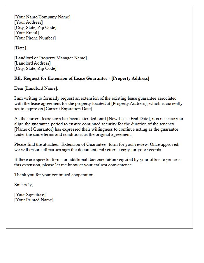 Lease Agreement Guarantee Extension Request Letter