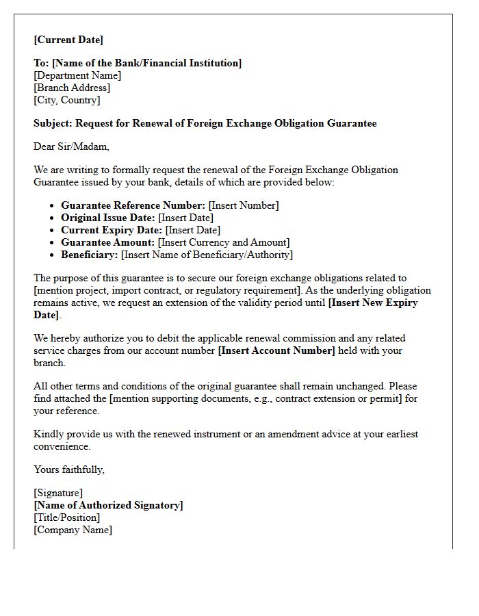 Renewal Letter for Foreign Exchange Obligation Guarantee