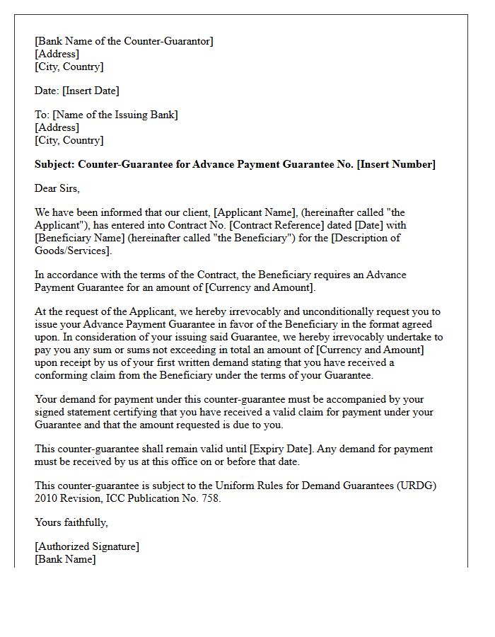 Advance Payment Counter Guarantee Letter