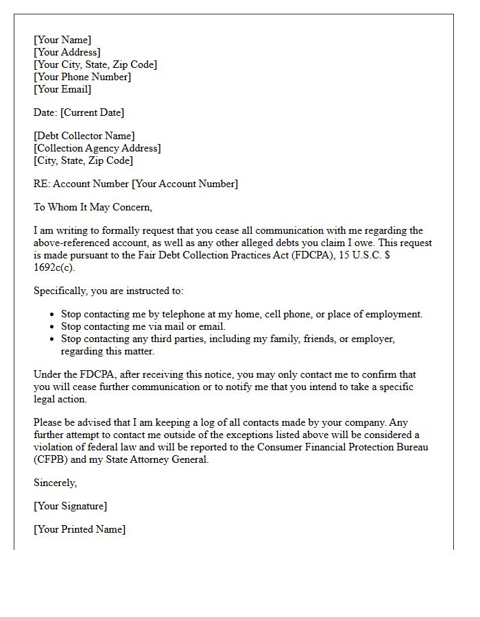 Payday Loan Debt Collection Cease and Desist Letter