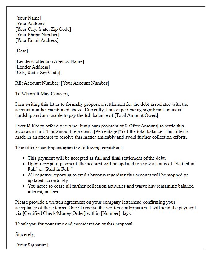 Payday Loan Debt Settlement Offer Letter