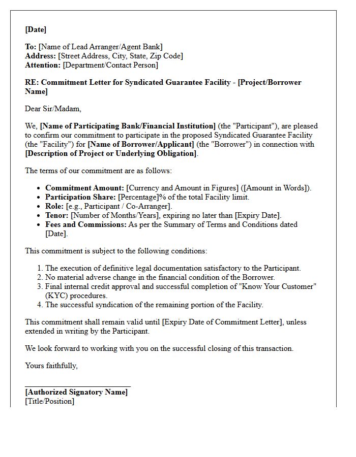 Commitment Letter for Syndicated Guarantee