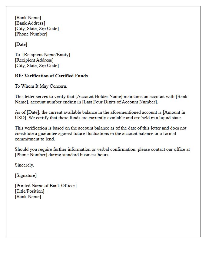 Certified Funds Verification Letter