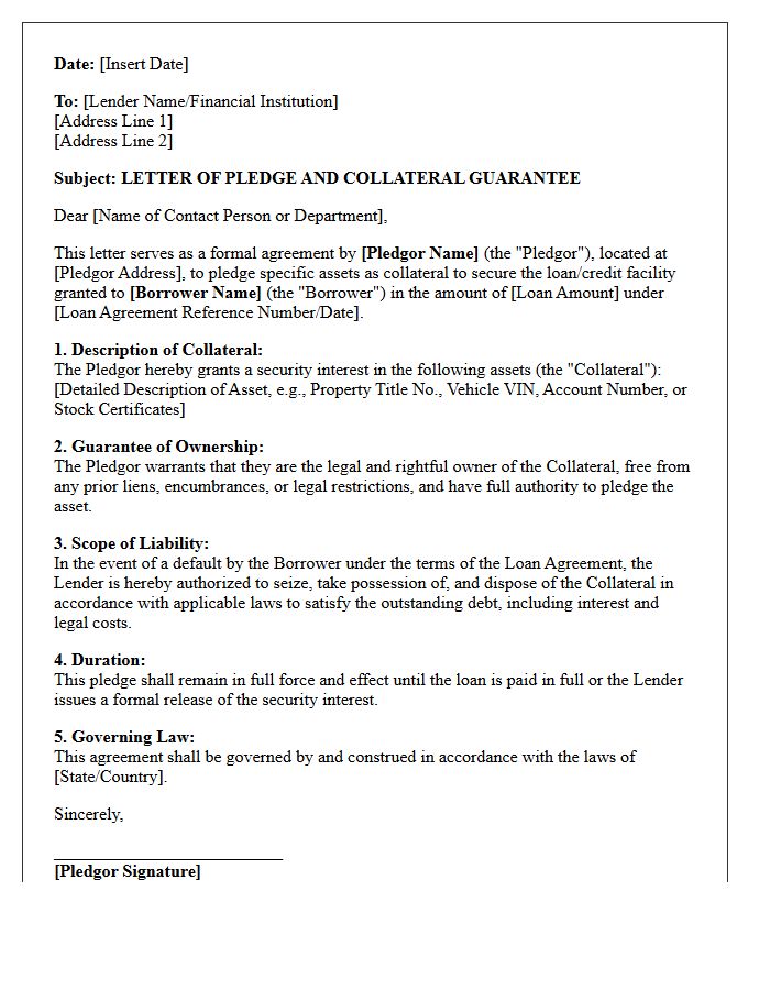 Collateral Pledge Guarantee Letter