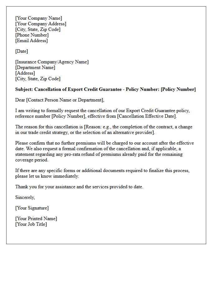 Export Credit Guarantee Cancellation Letter