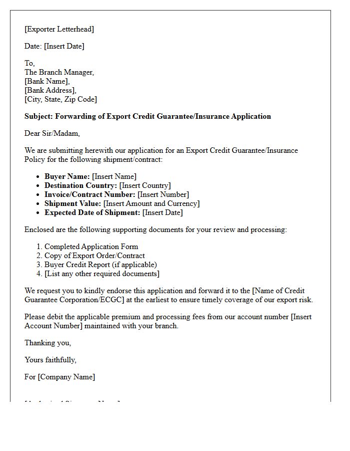 Export Credit Guarantee Forwarding Letter
