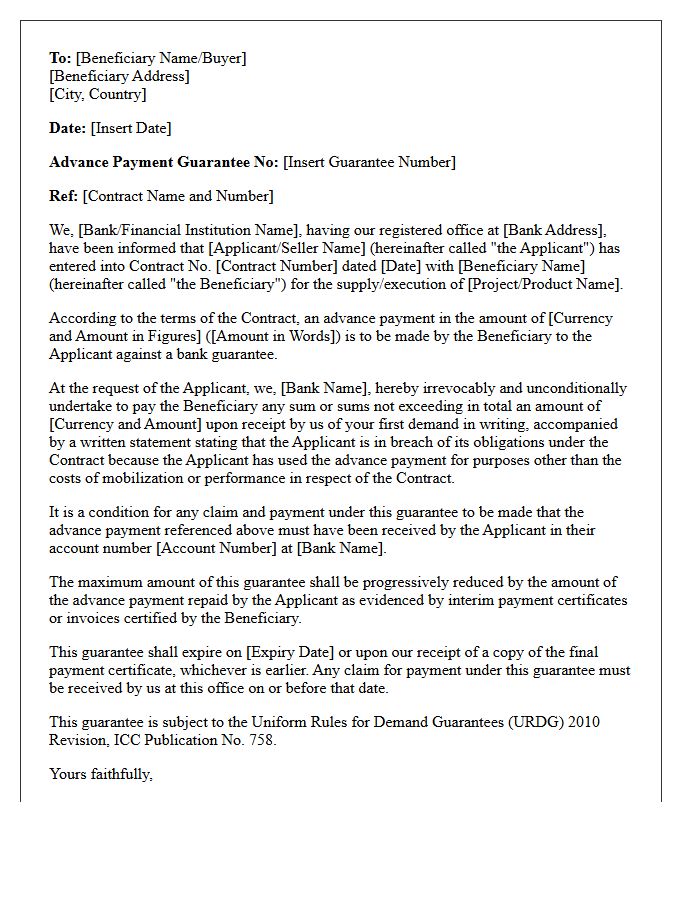 Advance Payment Guarantee Letter